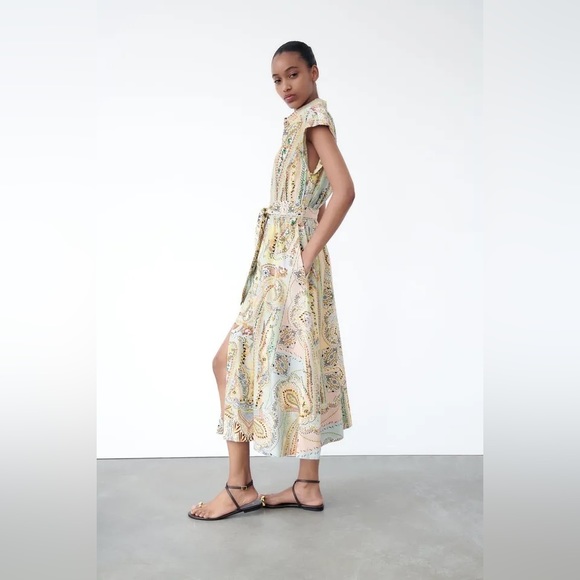 Zara Paisley Printed Midi Shirt‎ Dress - Picture 15 of 15